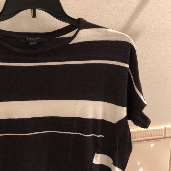 New All Saints Wavy wool striped pullover t-shirt - Picture 5 of 13